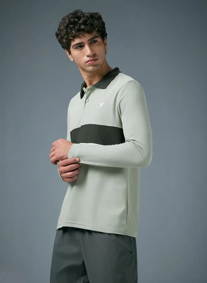 Technosport Technosport Men Slim Fit Contrast Panel Polo